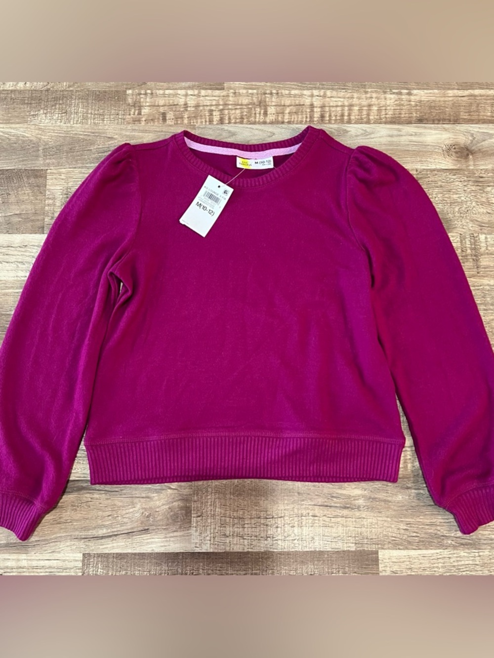 Epic Threads Magenta Crewneck Puff-Sleeve Sweater 10/12